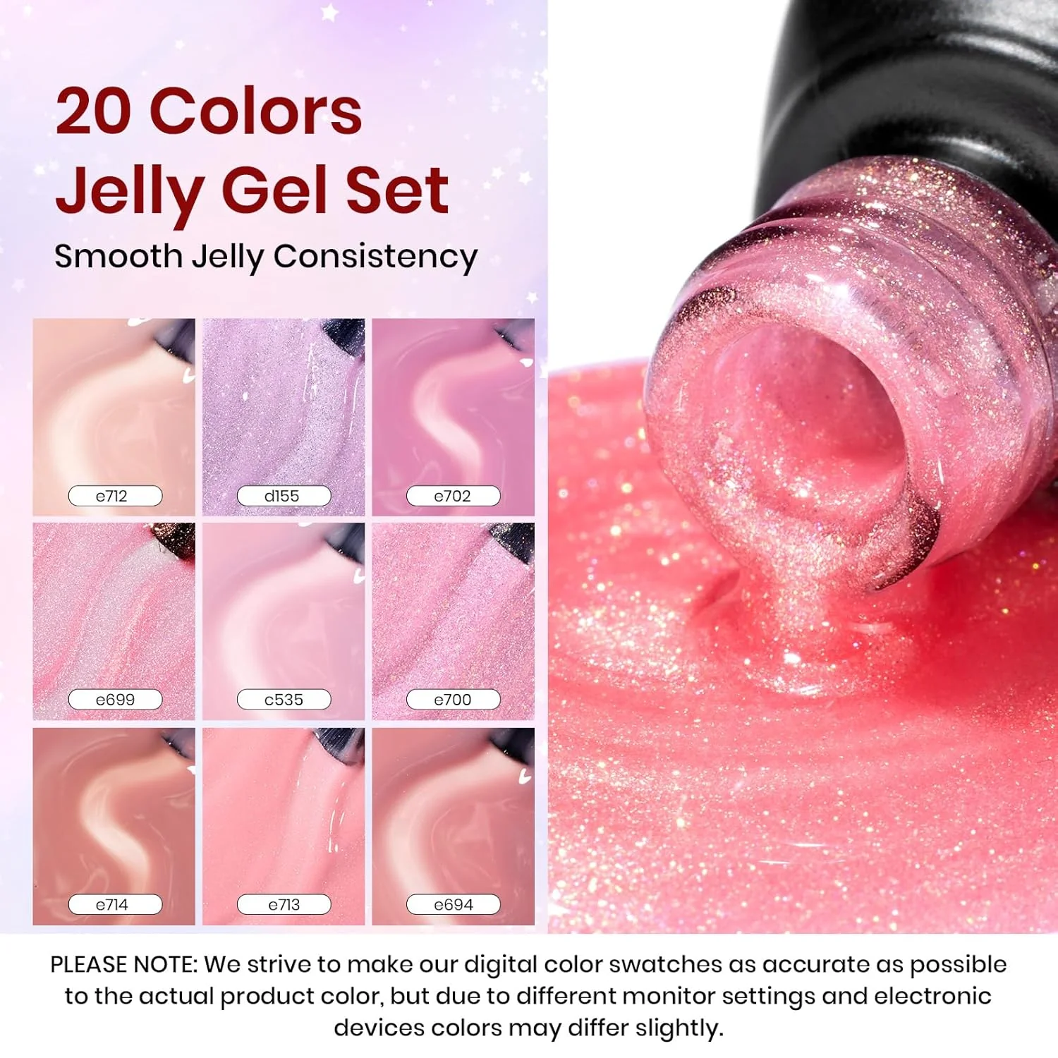 Pristine Grace-20 Gel Colors Set with Top and Base Coat (5ml/Each) - Image 3