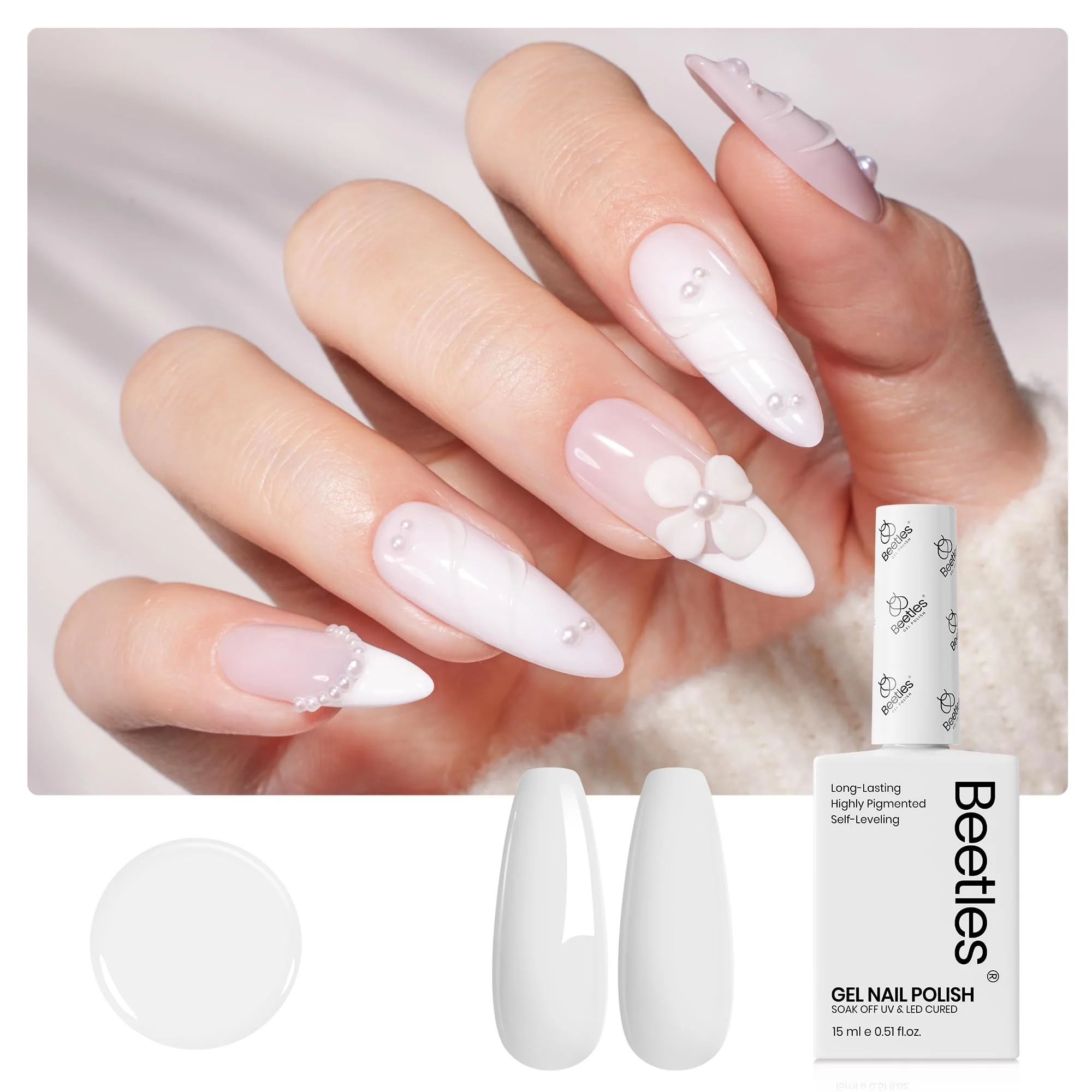 Pure Elegance Colorful Bottle Beetles White Gel Spring Nails Nail Polish, 15ml Gel Polish - Image 7