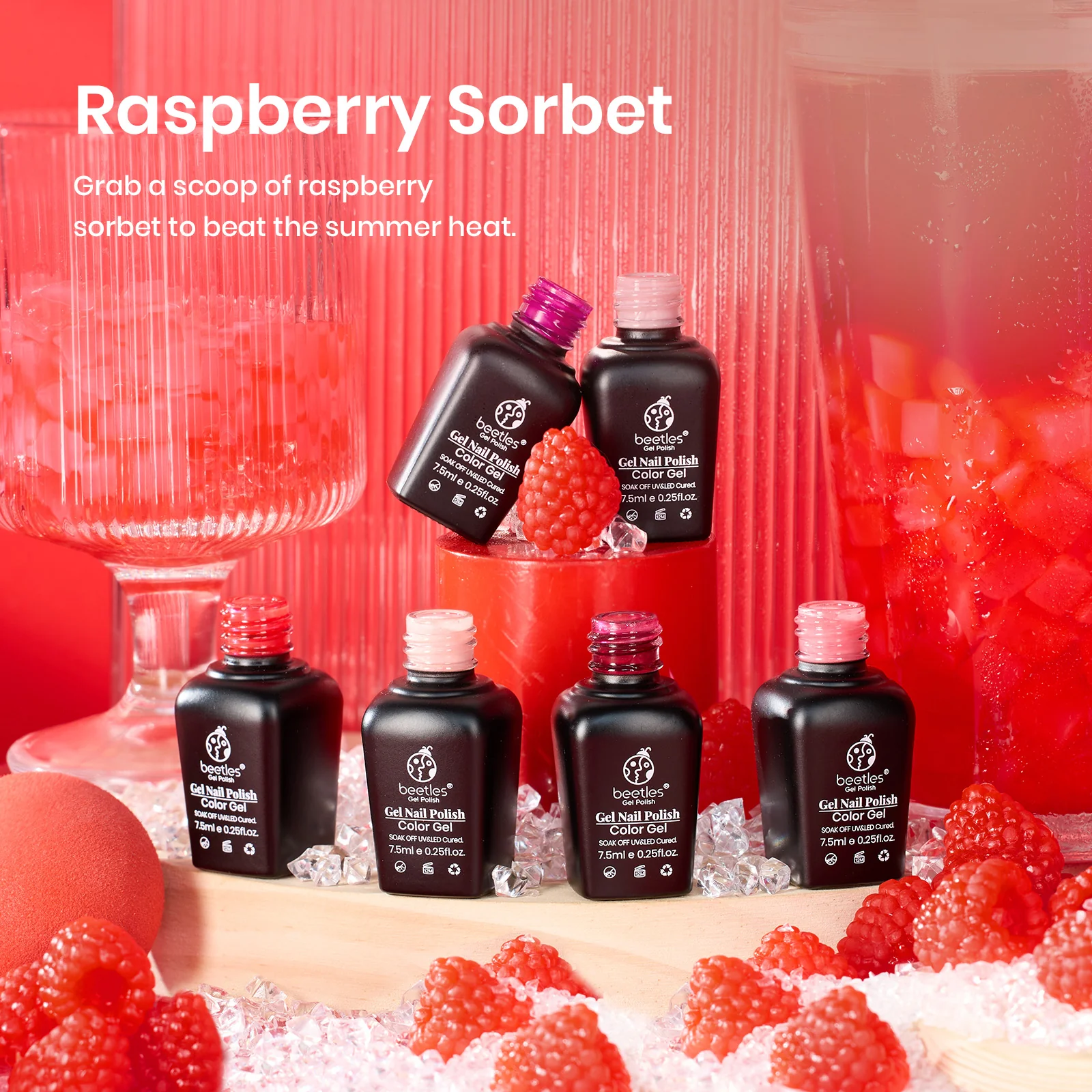 Raspberry Sorbet | 6 Colors Gel Polish Set - Image 2