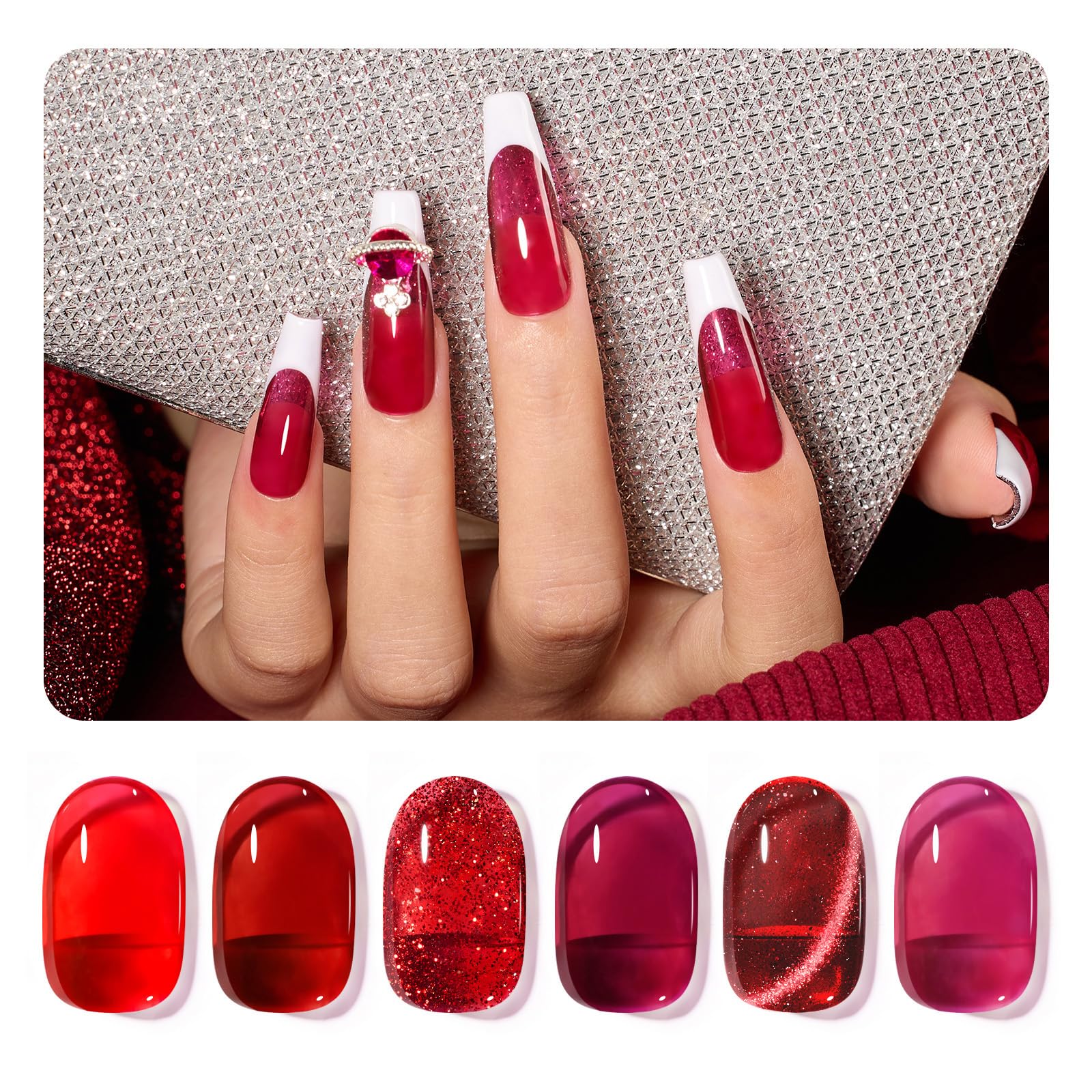 Red Revival 6 Colors Spring Nails Gel Polish Set - Image 8