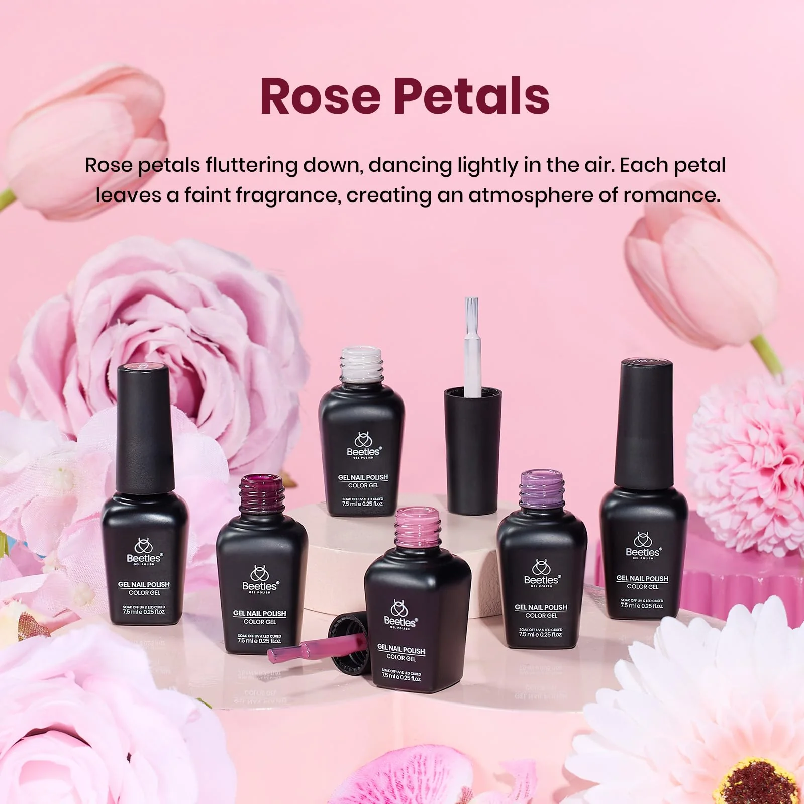Rose Petals Winter Nails - 6 Colors Purple Gel Nail Polish Set - Image 2