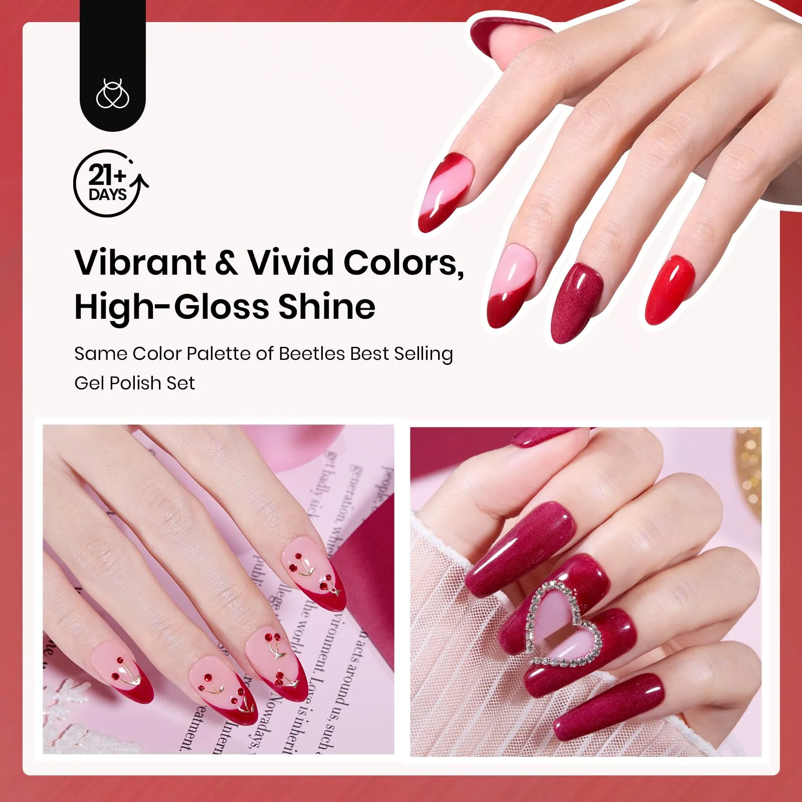 Ruby Preface | 6 color D powder Dip Red Nail Kit set - Image 3