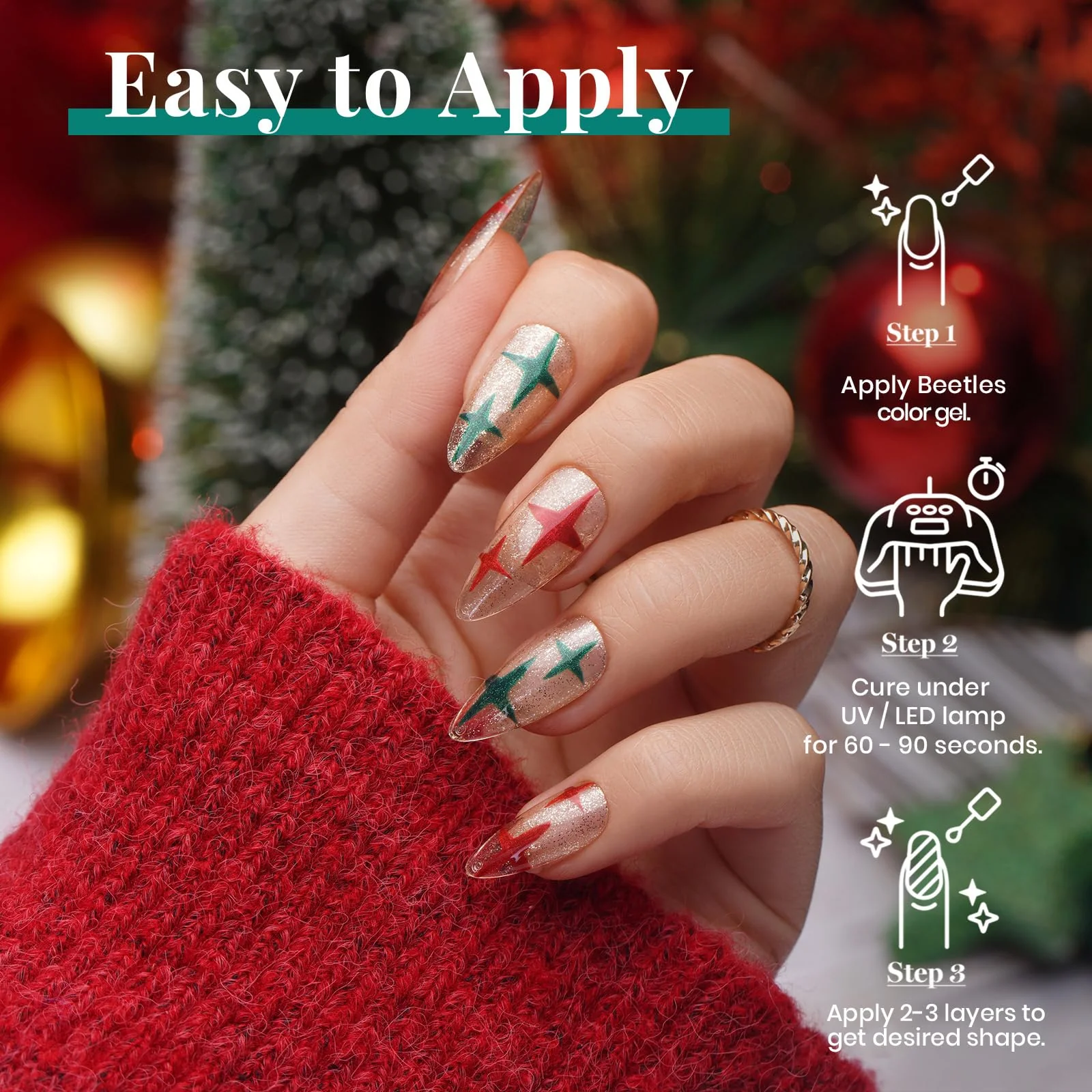 Sparkle Green Glitter Set | 6 Colors Gel Polish Set Christmas Nails - Image 5