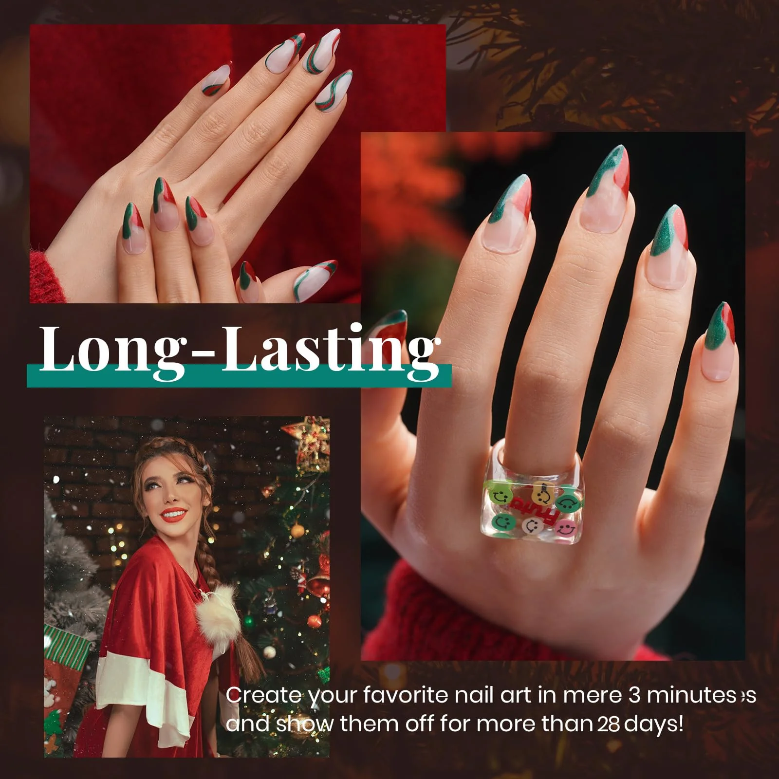 Sparkle Green Glitter Set | 6 Colors Gel Polish Set Christmas Nails - Image 6