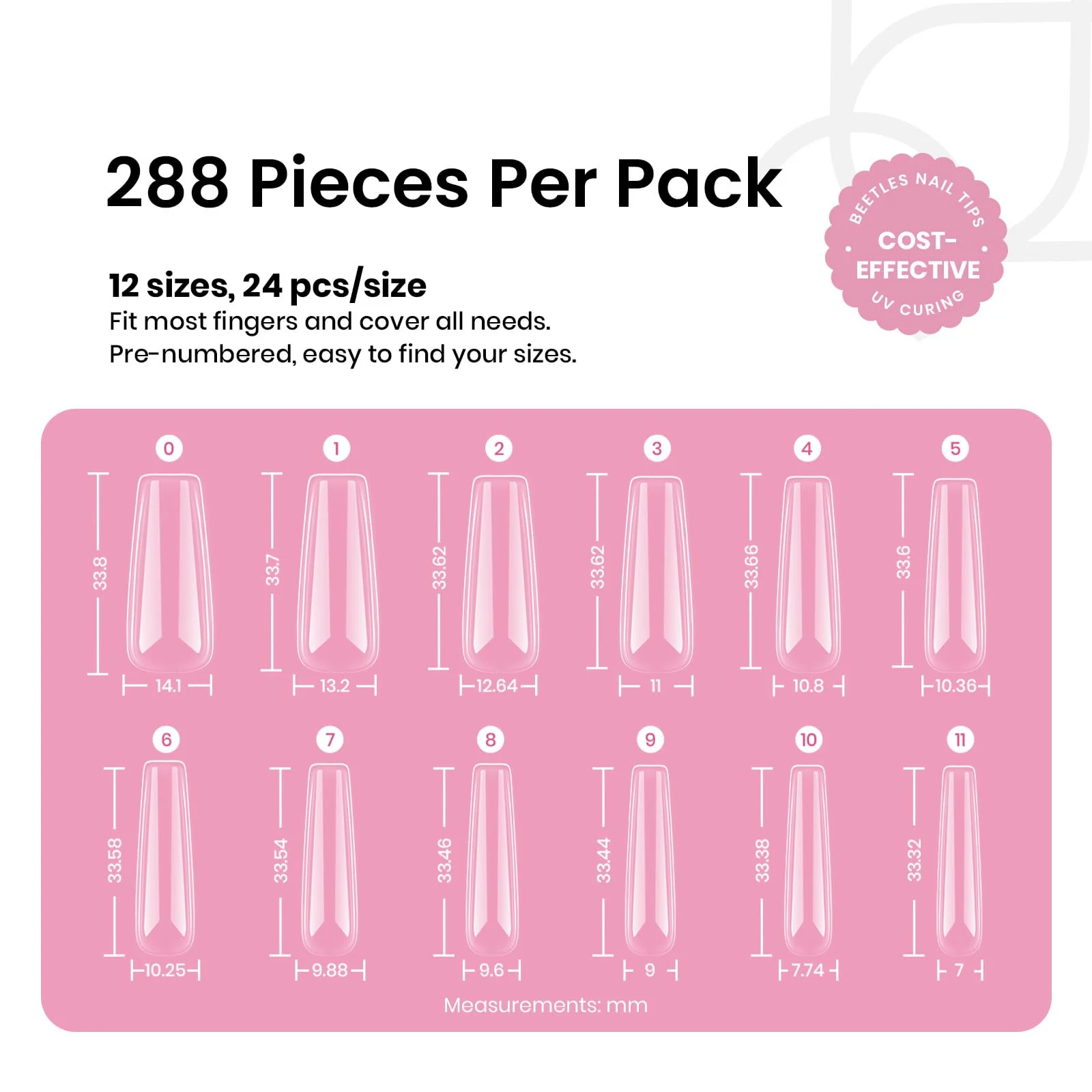 Square Etch-x Long Square Clear Nail Tips Pre-Shaped | 288 pcs - Image 6