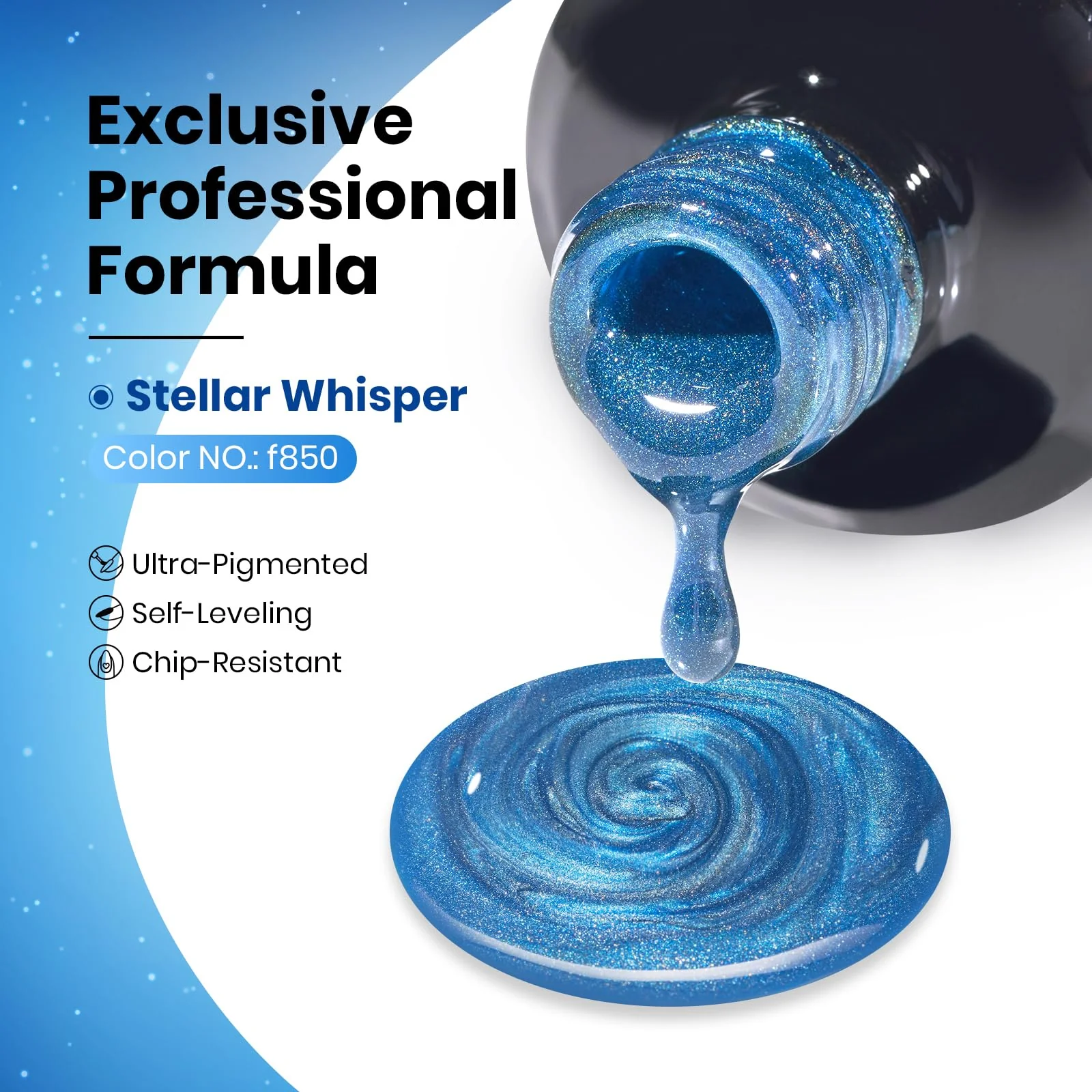 Stellar Whisper Winter Nails  - Spring Nails 15ML Blue Glass Cat Eye Glitter Magnetic Gel Polish - Image 7
