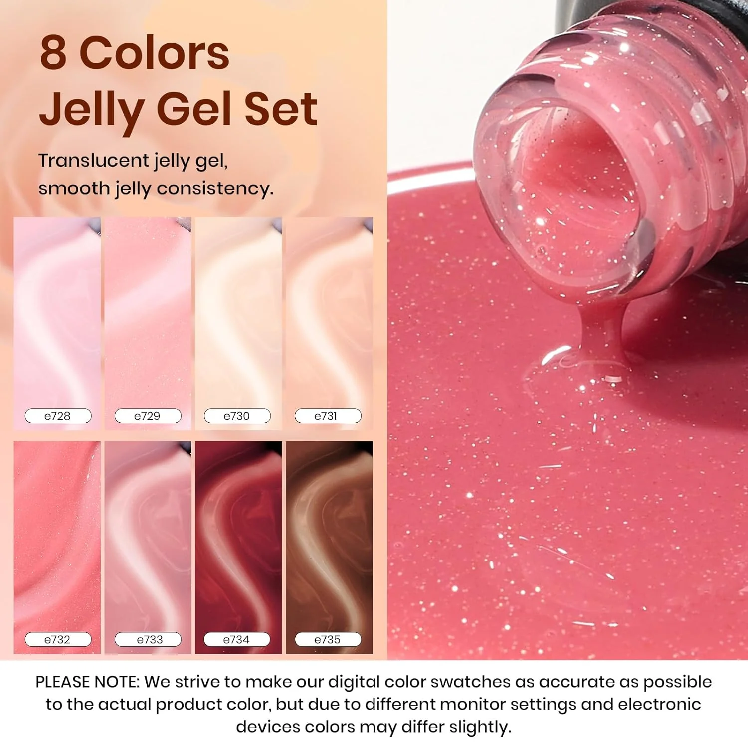 Sunset Rose | 8 Colors Gel Polish Set - Image 3