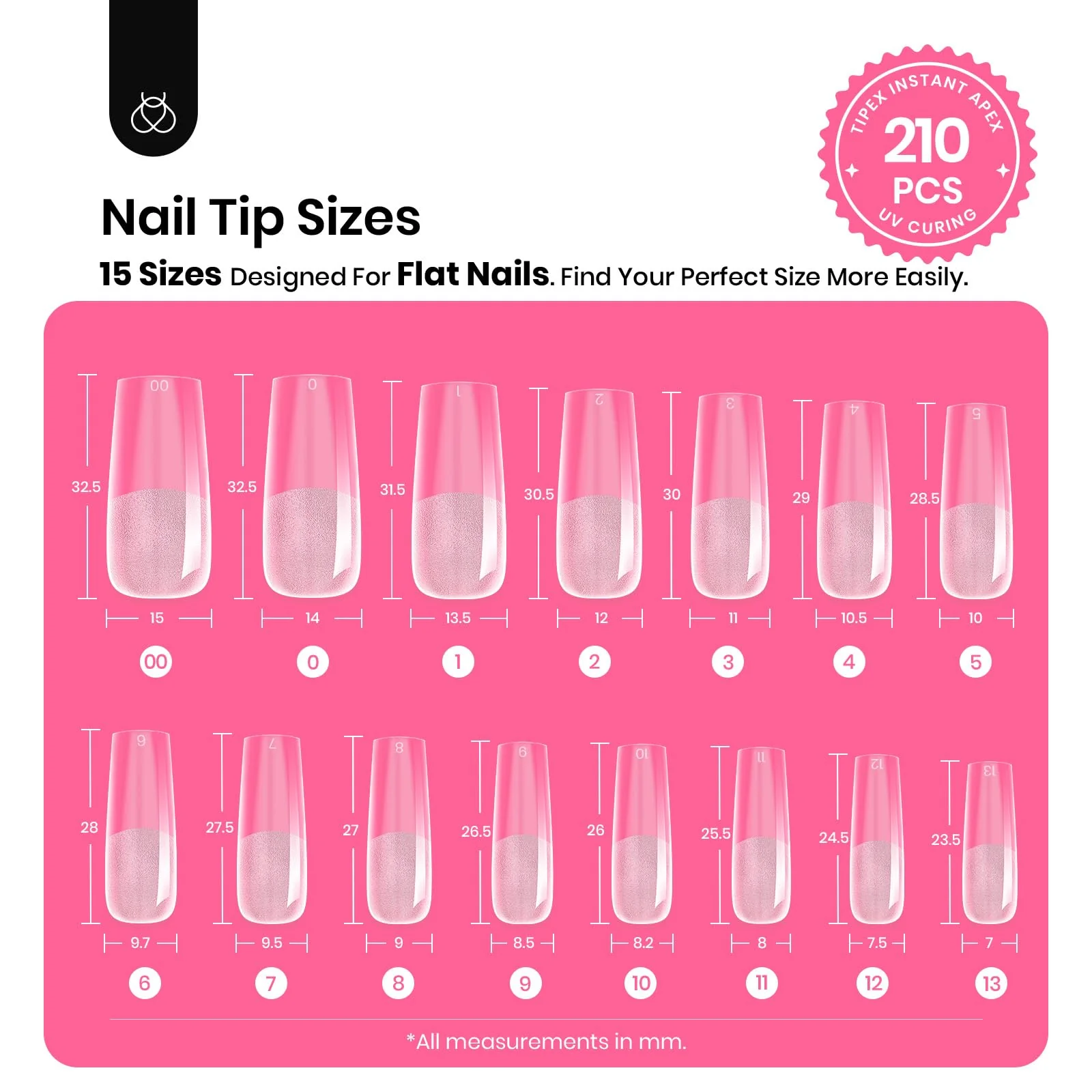 Tipex Long Square Half Matte Nail Tips Kit |210pcs - Image 2