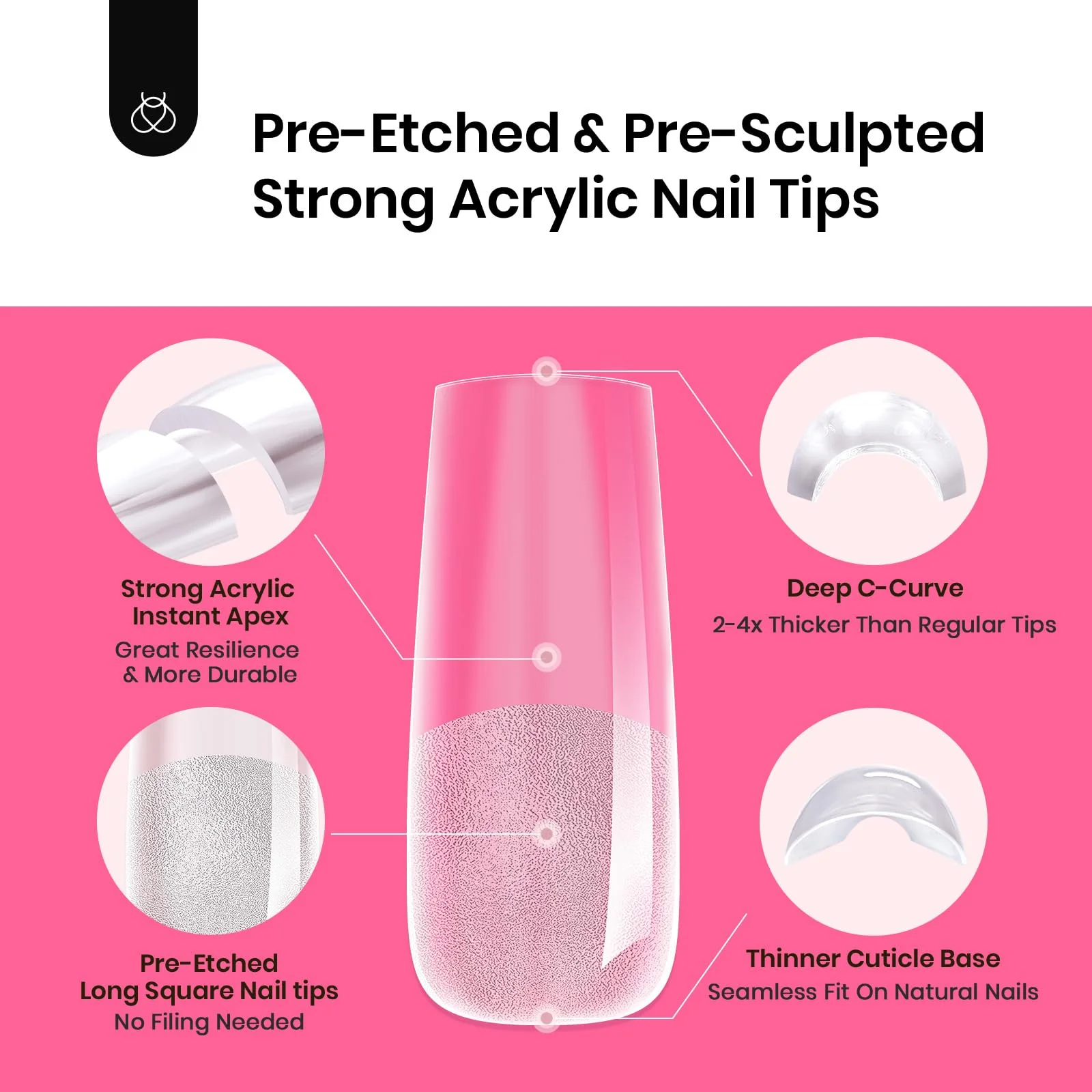 Tipex Long Square Half Matte Nail Tips Kit |210pcs - Image 9
