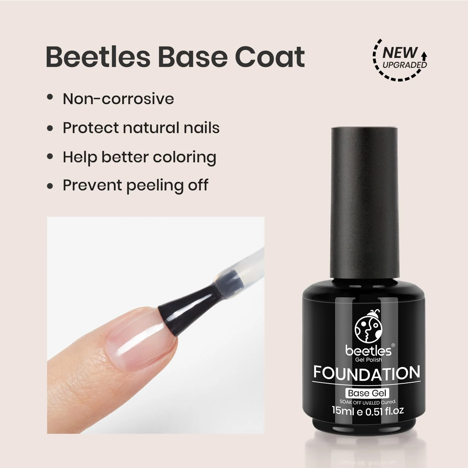 Beetles Professional Gel Base Coat and No Wipe Top Coat Set (2 x 15ml) - Image 3
