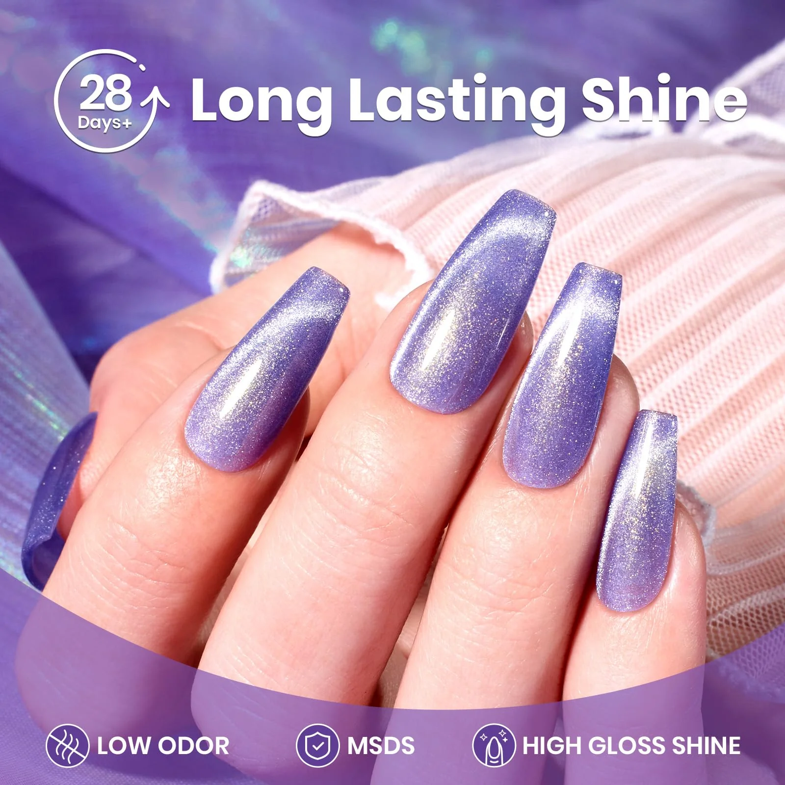 Twilight Lavender Cat Eye Spring Nails  |15ml Gel Polish Silver Nail Colors - Image 7