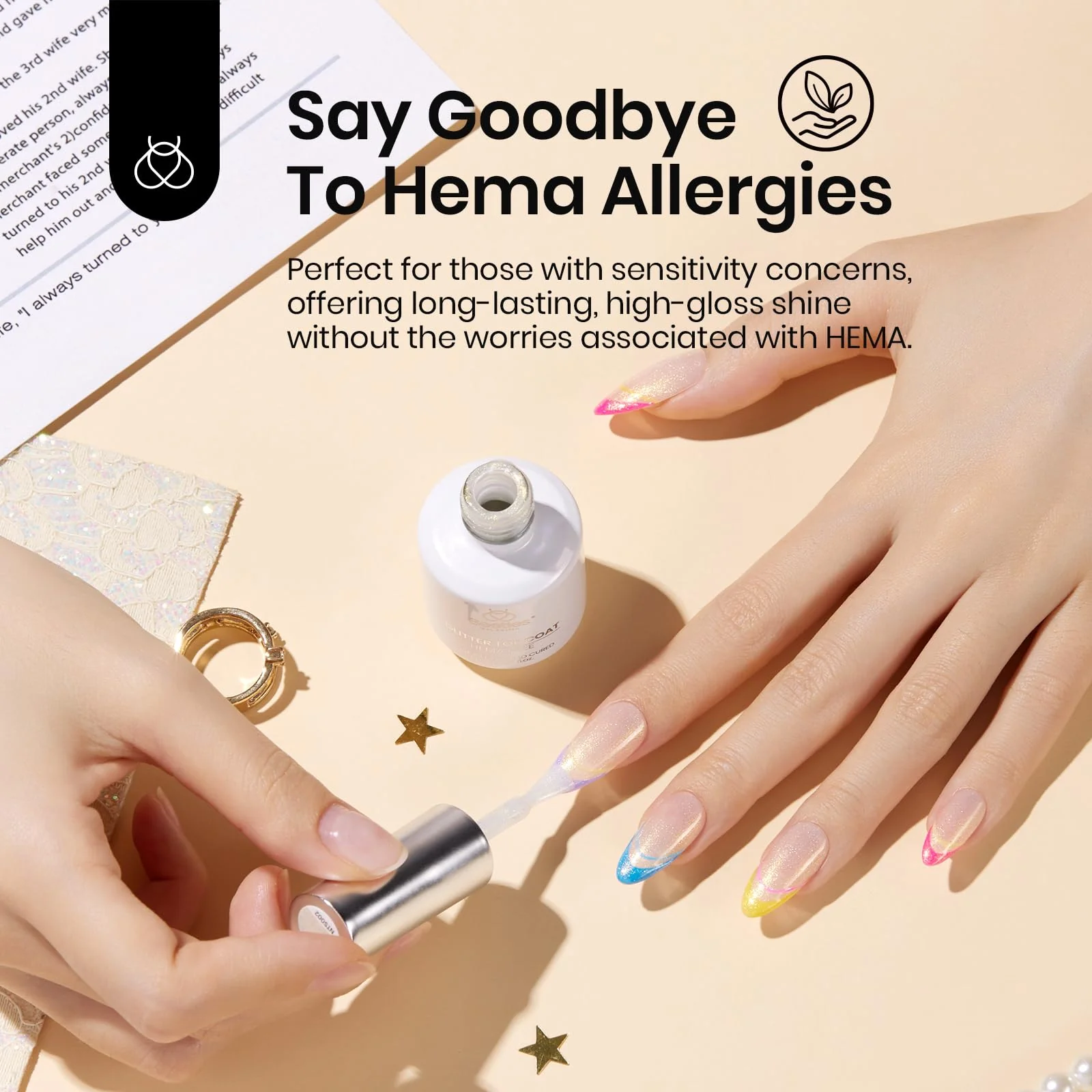 Upgraded Hema Free Pearl Glitter  Top Coat 15ML - Image 7