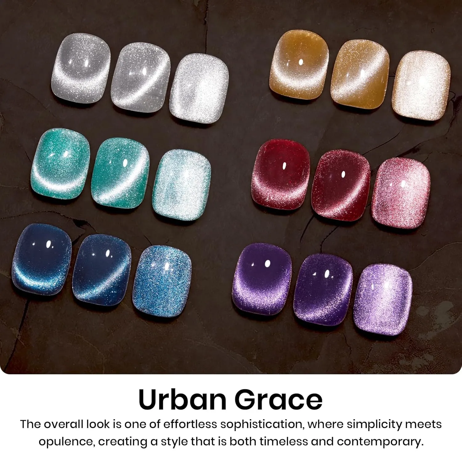 Urban Grace Cat Eye 6 Colors Glass Gel Polish Set - Image 2