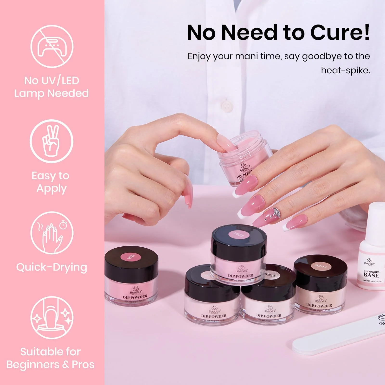 Veil of Heaven | Dip Powder Nail Kit 6 Color Nude Pink Brow - Image 6