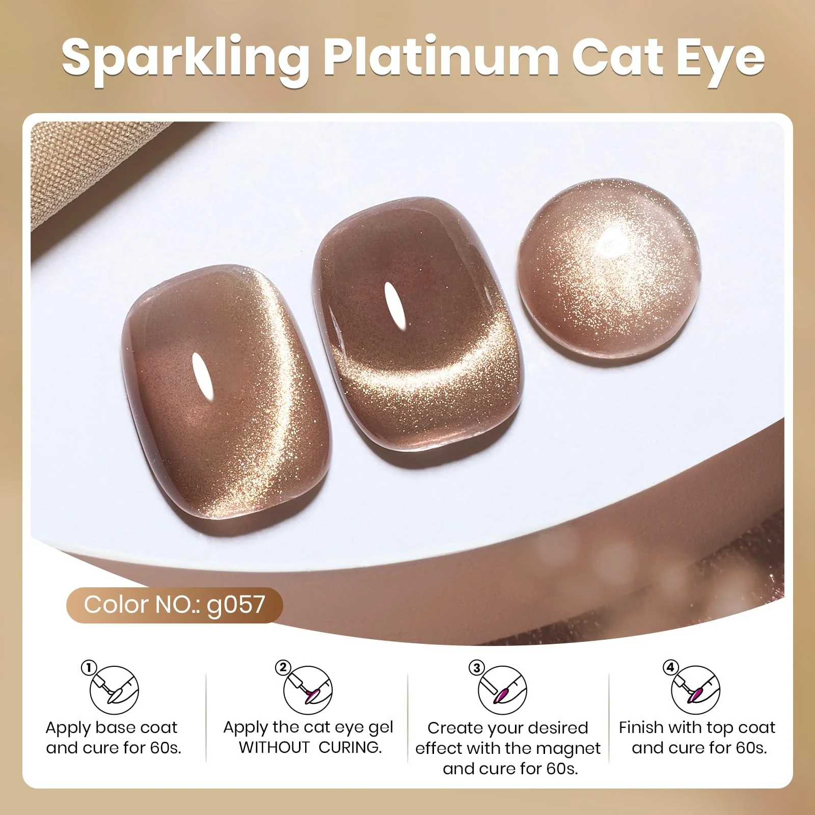 Velvet Cinnamon Cat Eye - 15ml Gel Polish Nail Colors - Image 2