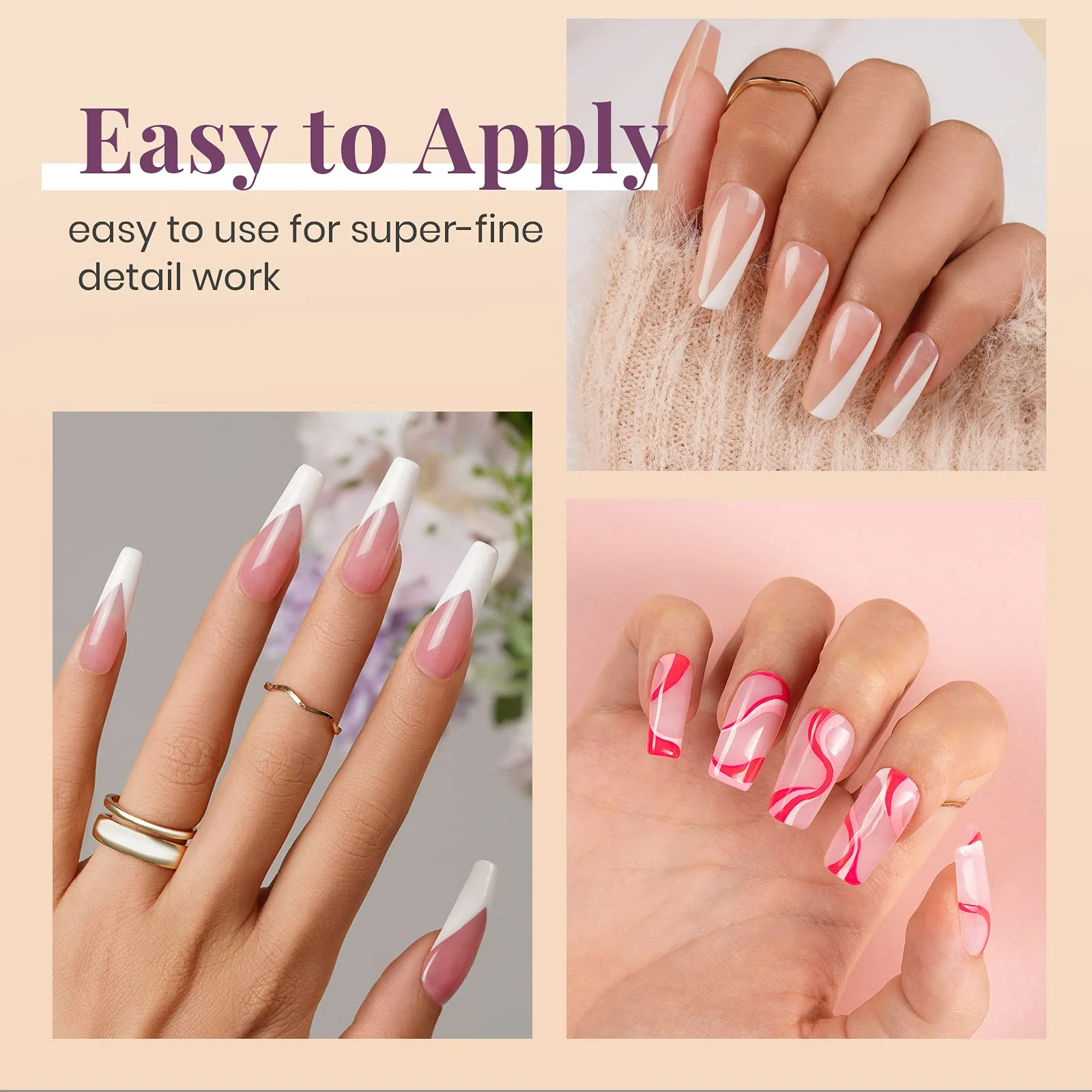 Beetles 7ml White Nail Polish: Perfect for Thin Line Nail Art Brushes and Gel Pens - Image 4